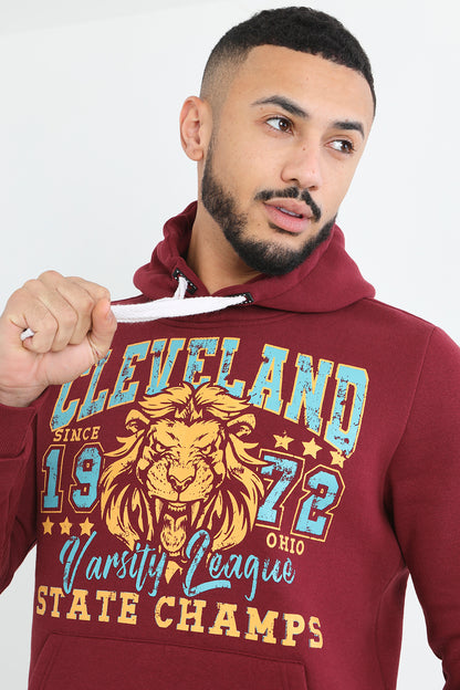 Brave Soul Burgundy Graphic Print Hoodie - Burgundy Image 3