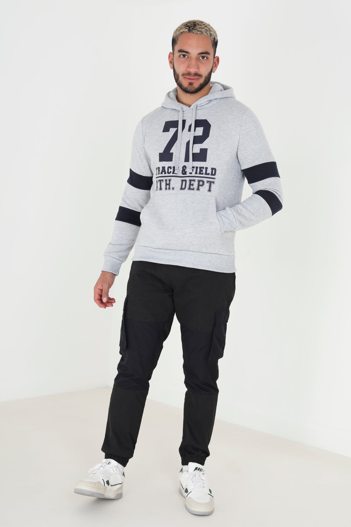 Brave Soul Light Grey Overhead Hoodie - Light Grey Image 3