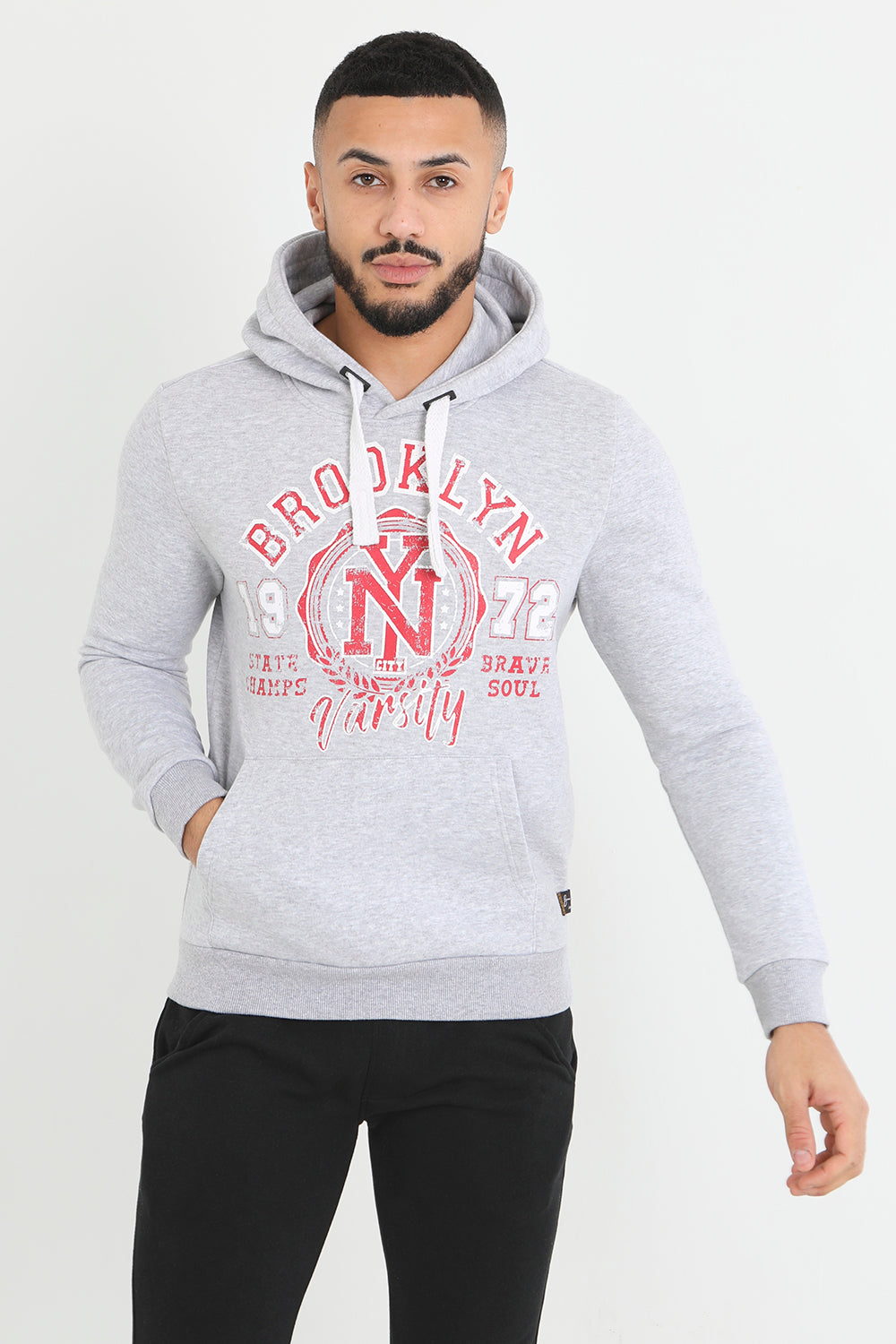 Brave Soul Light Grey Overhead Hoodie - Light Grey Image 1