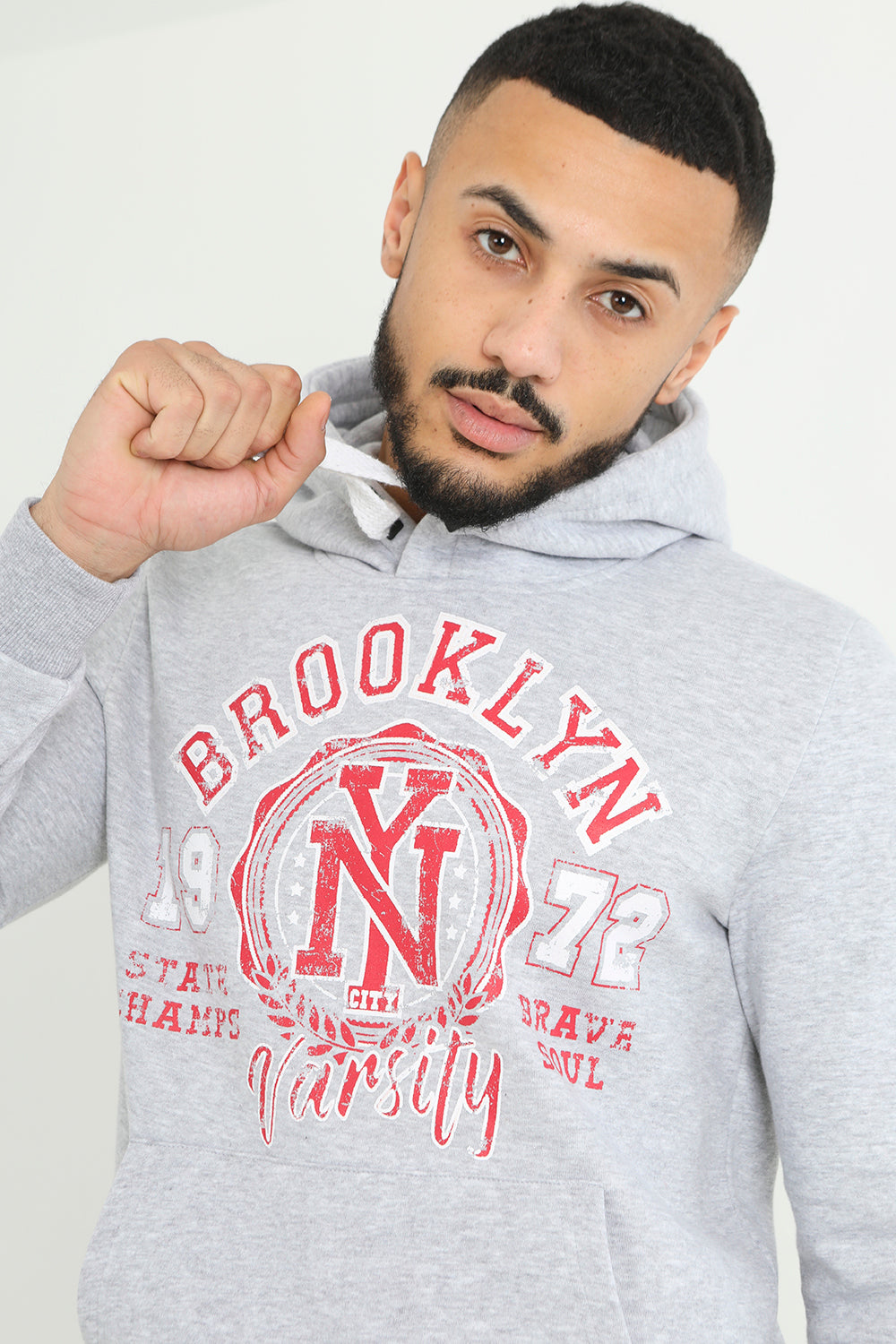 Brave Soul Light Grey Overhead Hoodie - Light Grey Image 3
