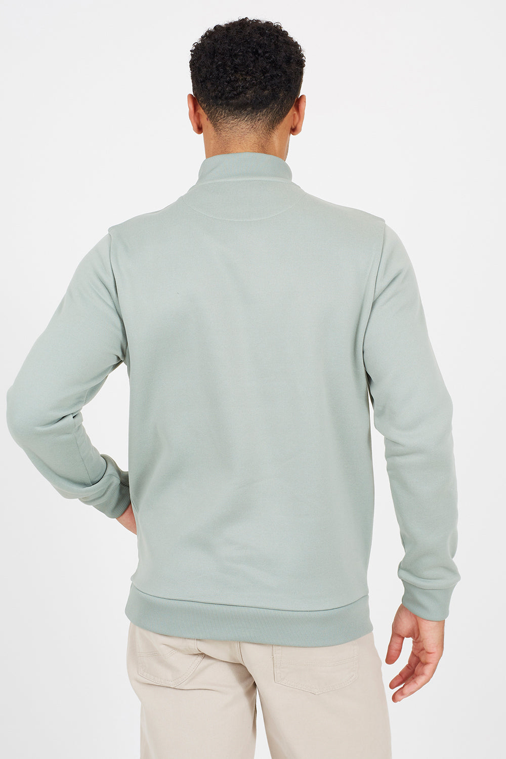 Brave Soul Green Funnel Neck 1/4 Zip Sweatshirt - Green Image 2
