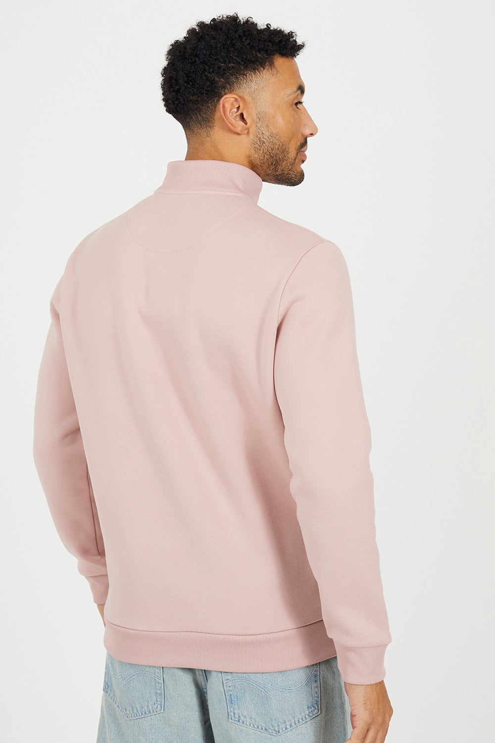 Brave Soul Pink Funnel Neck 1/4 Zip Sweatshirt - Pink Image 2