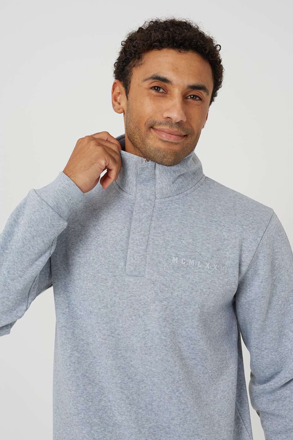 Brave Soul Light Grey Quarter Zip Sweatshirt - Light Grey Image 4
