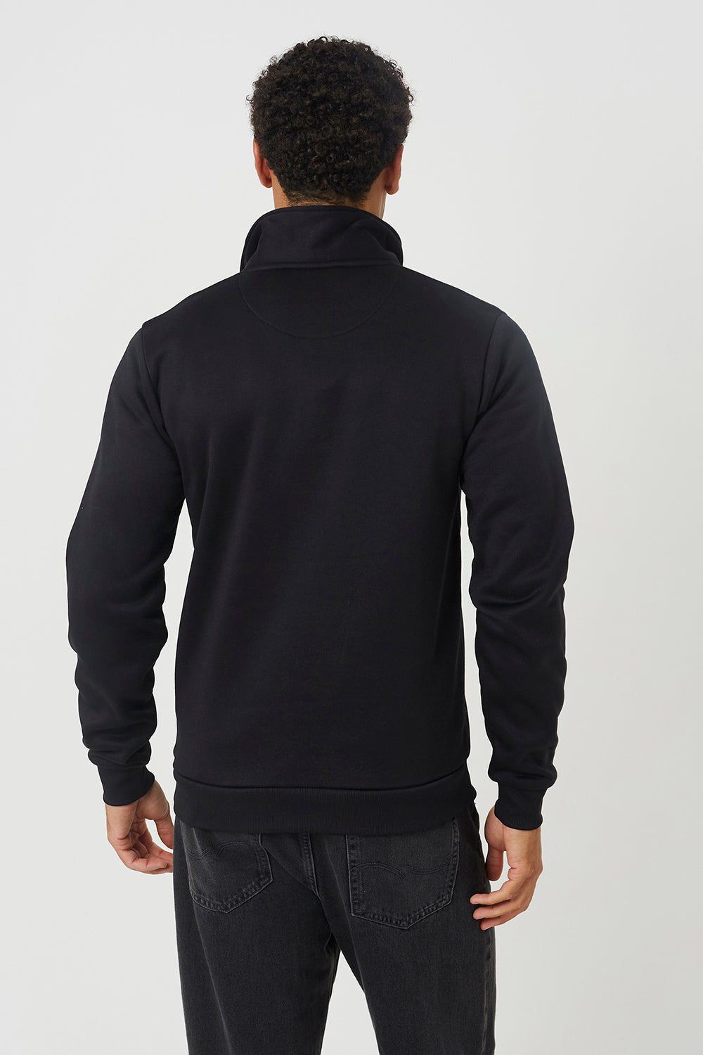 Brave Soul Black Quarter Zip Sweatshirt - Black Image 2
