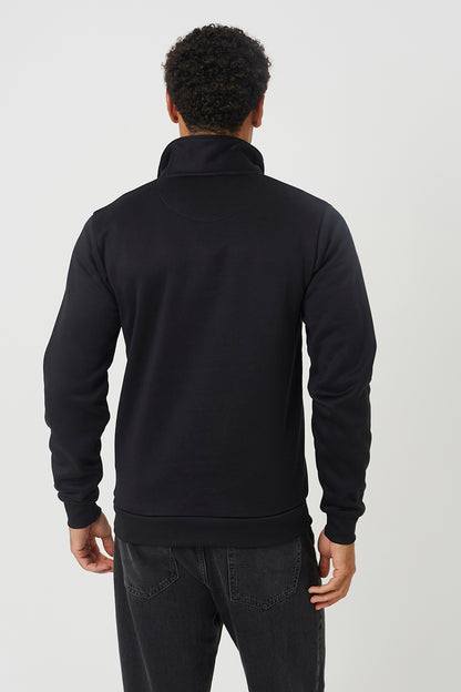 Brave Soul Black Quarter Zip Sweatshirt - Black Image 2