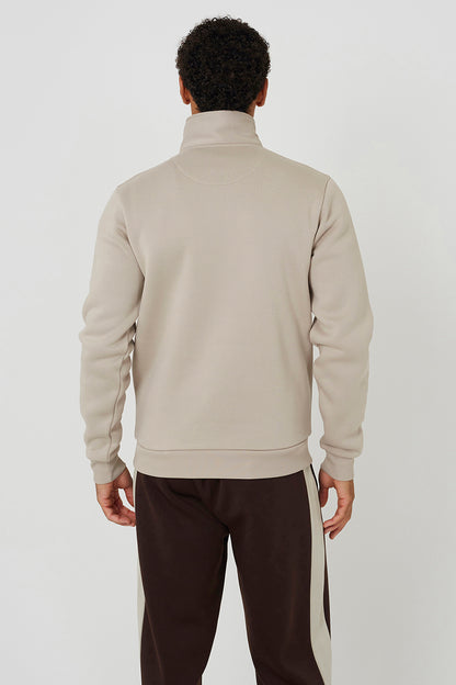 Brave Soul Light Sand Quarter Zip Sweatshirt - Light Sand Image 2