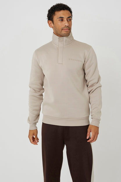 Brave Soul Light Sand Quarter Zip Sweatshirt - Light Sand Image 1