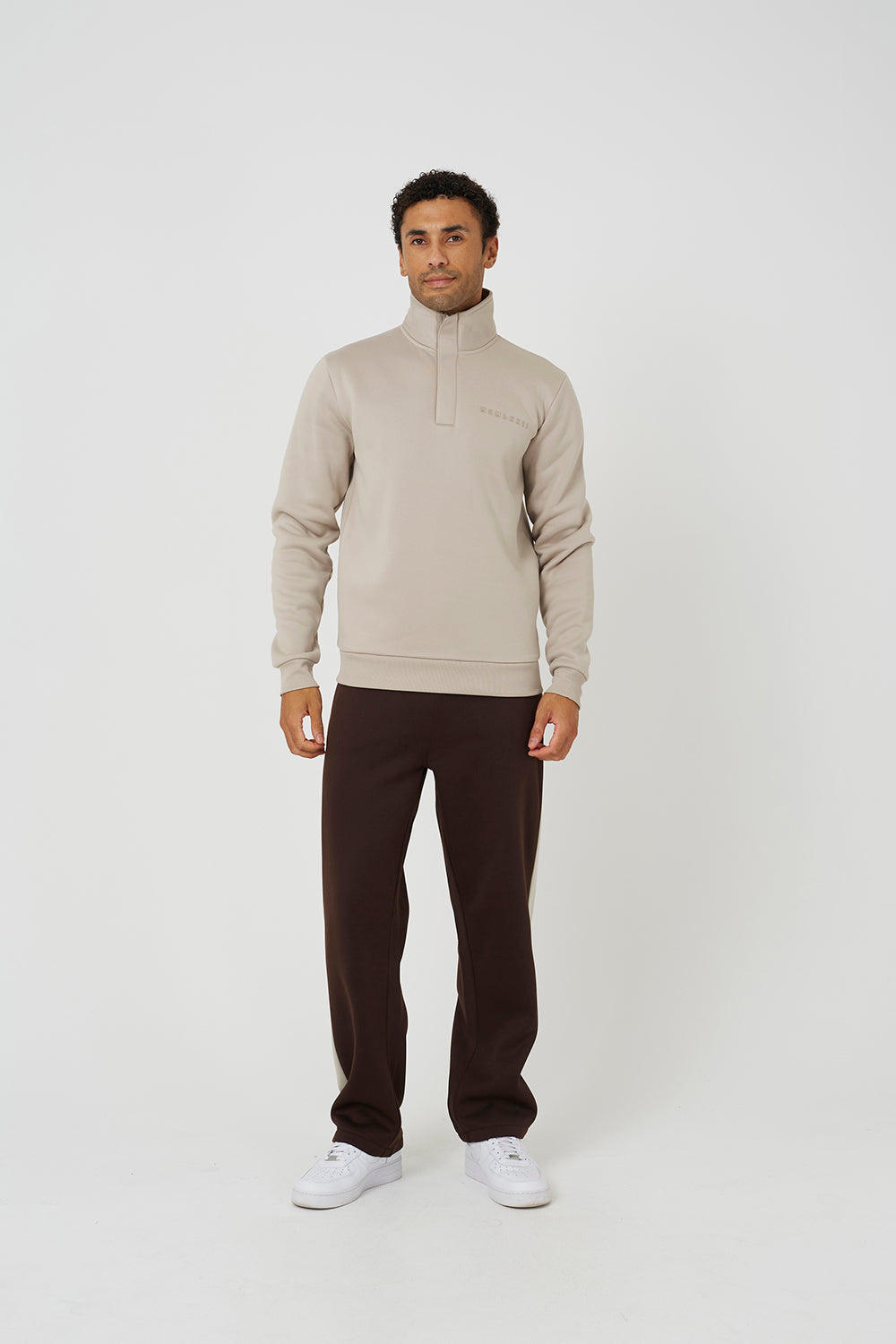 Brave Soul Light Sand Quarter Zip Sweatshirt - Light Sand Image 3