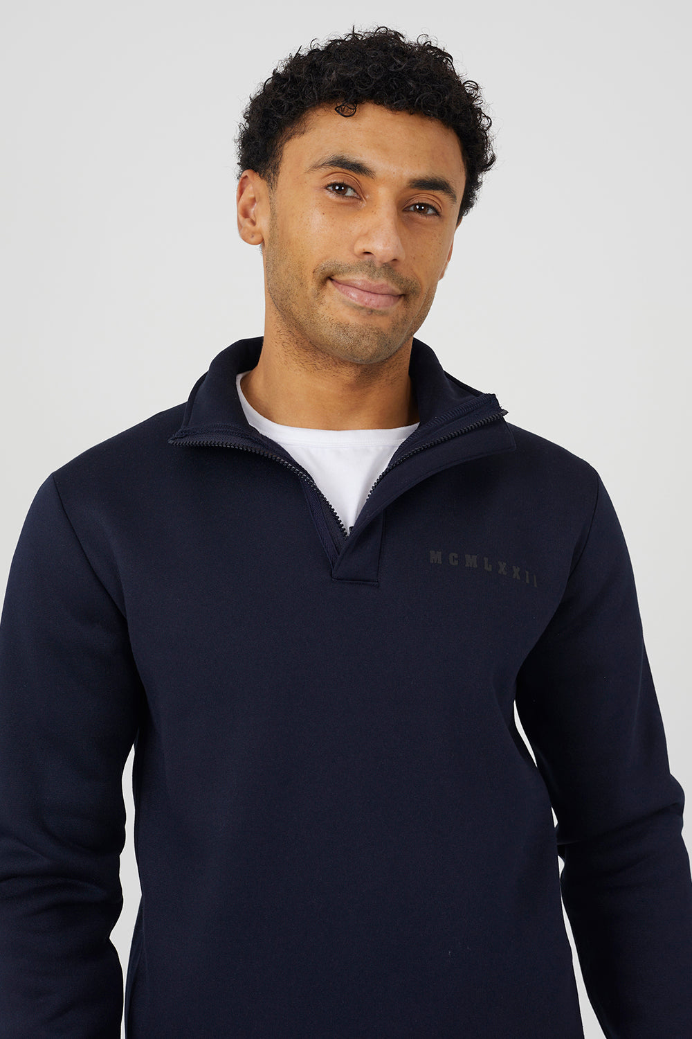 Brave Soul Navy Quarter Zip Sweatshirt - Navy Image 4
