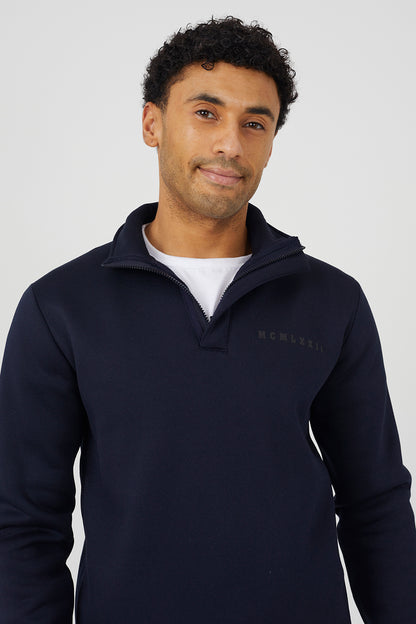 Brave Soul Navy Quarter Zip Sweatshirt - Navy Image 4