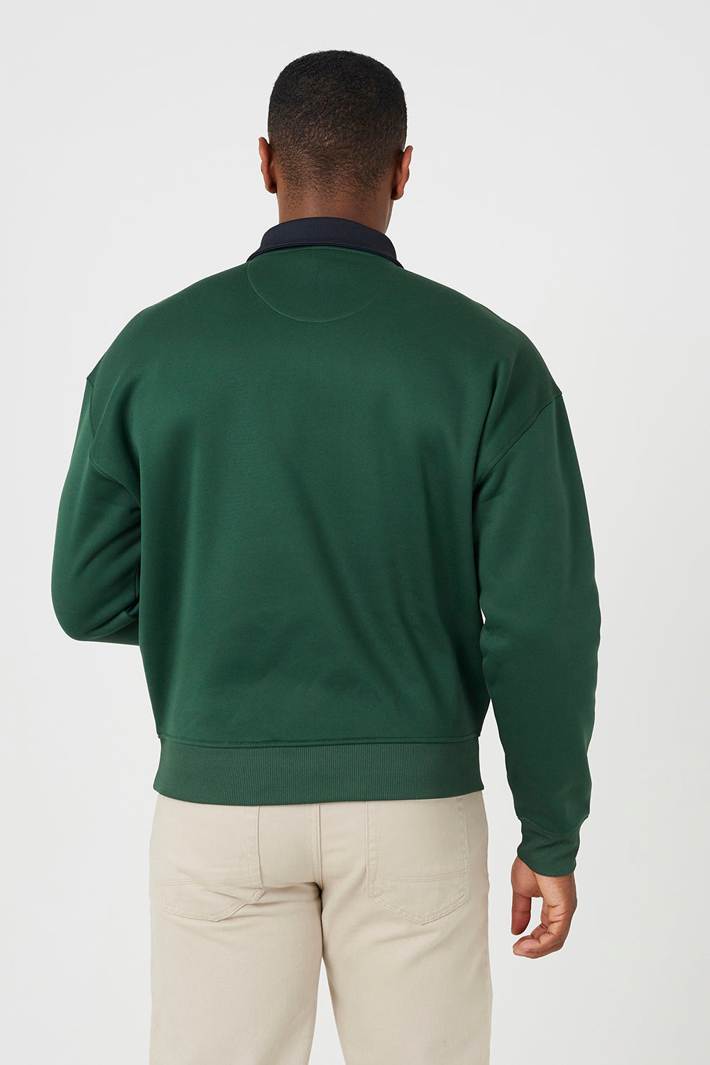 Brave Soul Green Contrast Collar Long Sleeve Polo Shirt - Green Image 2