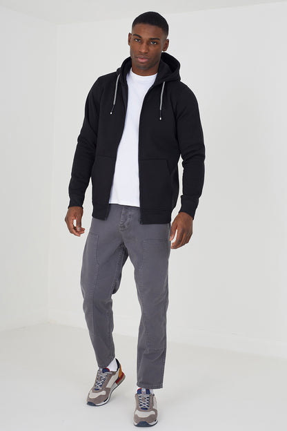 Brave Soul Black Zip Through Hoodie - Black Image 3