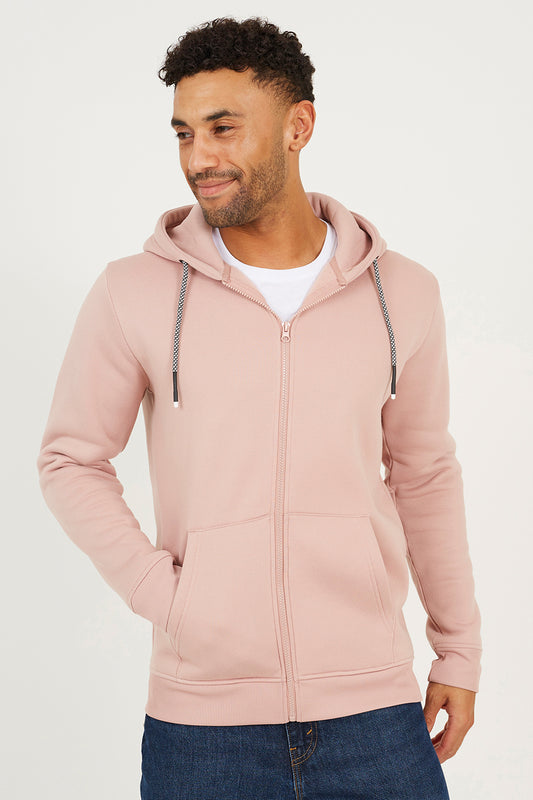Brave Soul Pink Zip Through Hoodie - Pink Image 1