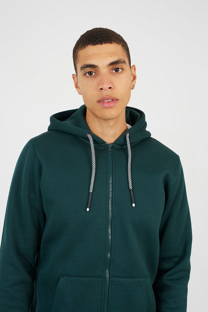 Brave Soul Dark Green Full Zip Hoodie - Dark Green Image 4