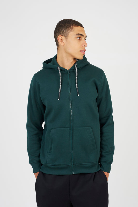 Brave Soul Dark Green Full Zip Hoodie - Dark Green Image 1