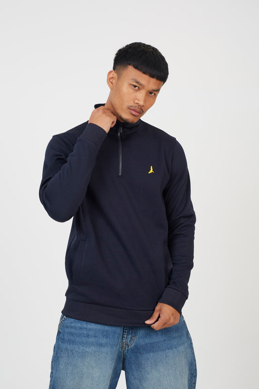 Brave Soul Navy 2 Pack Quarter Zip Jumpers - Navy Image 1