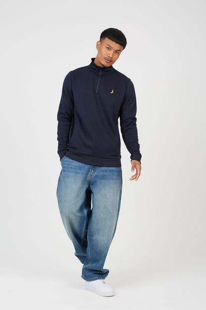 Brave Soul Navy 2 Pack Quarter Zip Jumpers - Navy Image 3