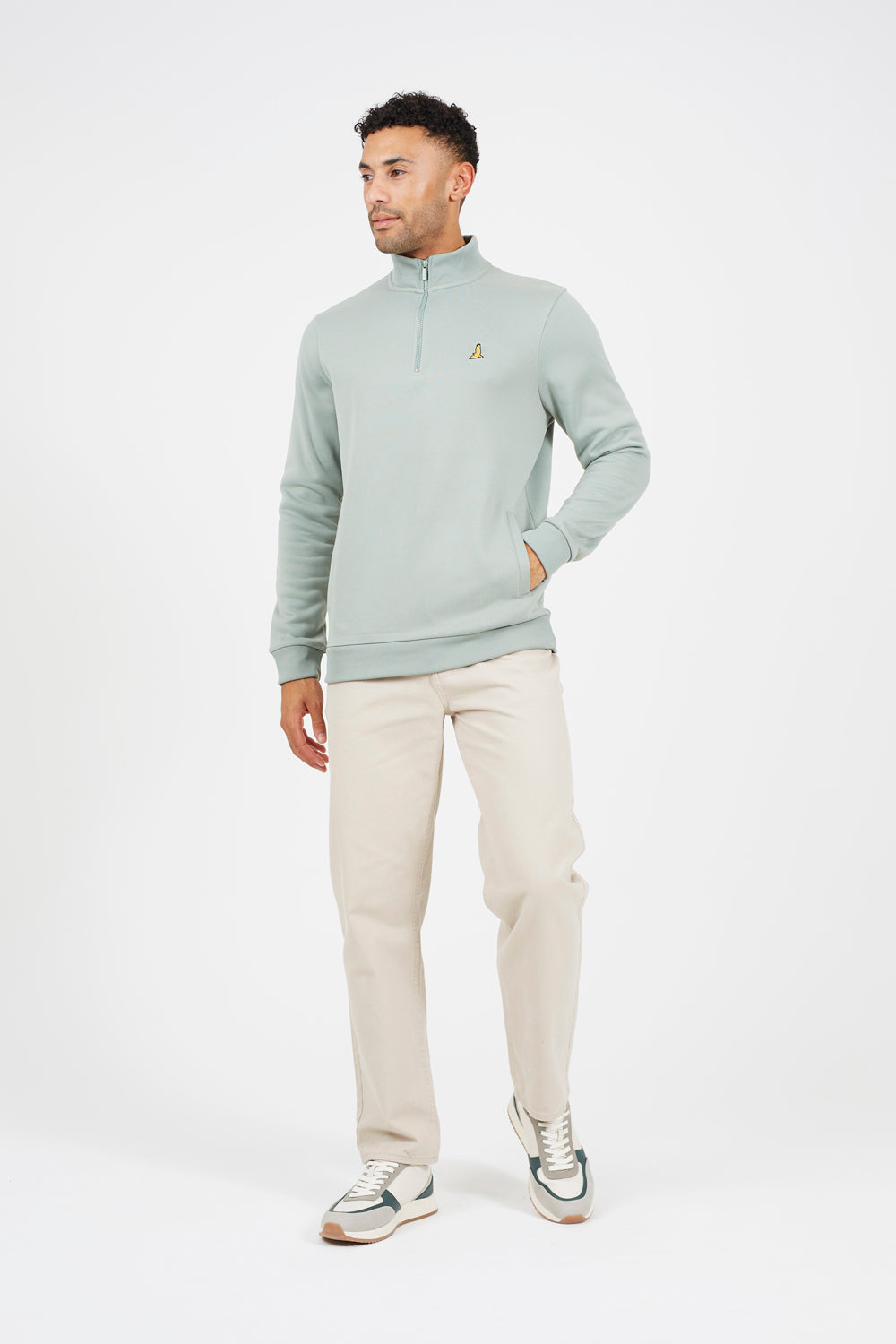 Brave Soul Light Green 2 Pack Quarter Zip Jumpers - Light Green Image 3