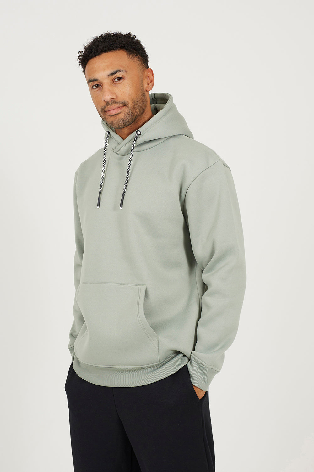 Brave Soul Green Oversized Crossover Detail Hoodie - Green Image 1