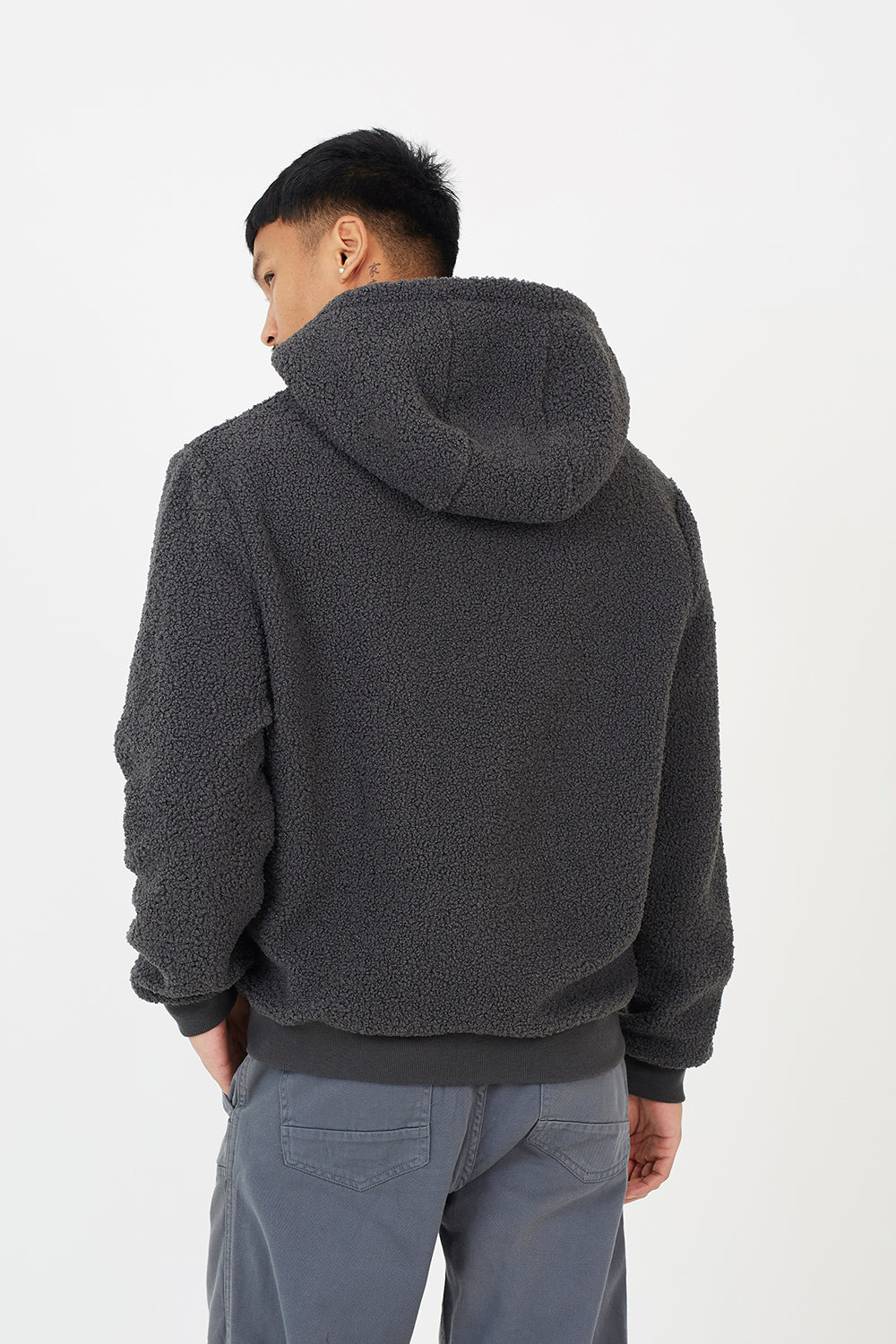 Brave Soul Charcoal Teddy Fleece Hoodie - Charcoal Image 2