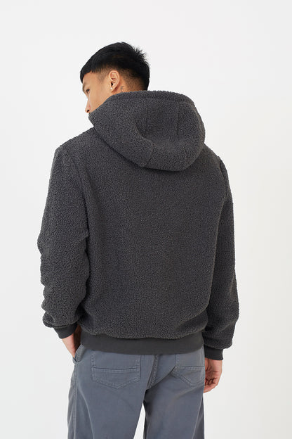 Brave Soul Charcoal Teddy Fleece Hoodie - Charcoal Image 2