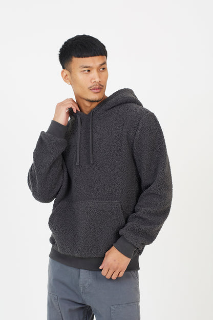 Brave Soul Charcoal Teddy Fleece Hoodie - Charcoal Image 1
