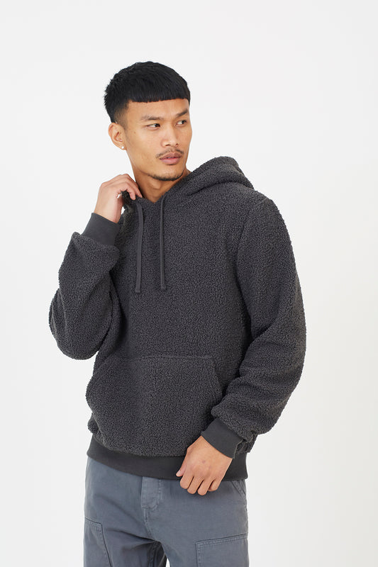 Brave Soul Charcoal Teddy Fleece Hoodie - Charcoal Image 1