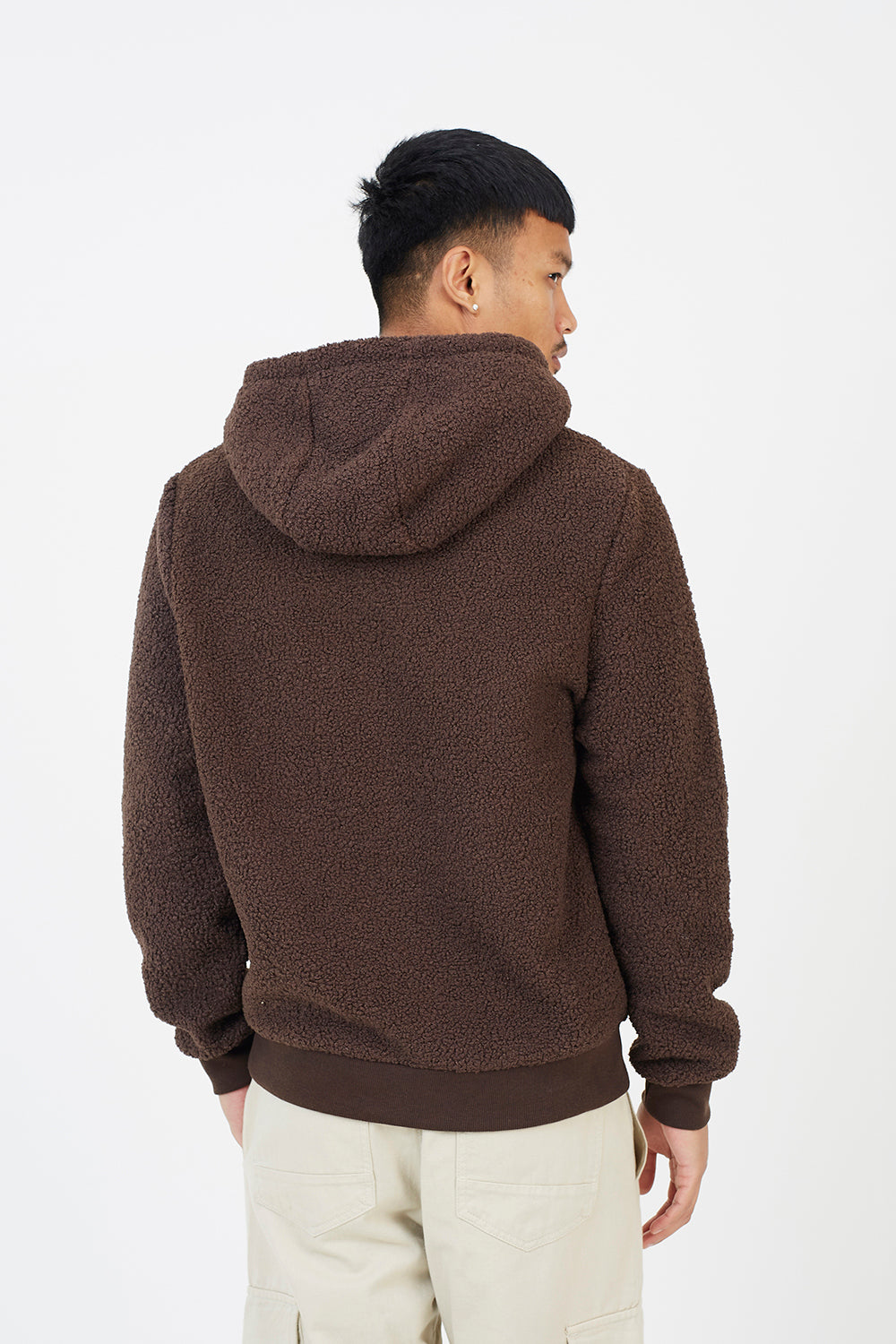 Brave Soul Brown Teddy Fleece Hoodie - Brown Image 2