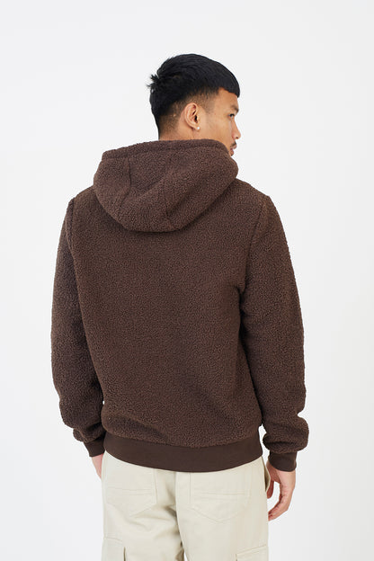 Brave Soul Brown Teddy Fleece Hoodie - Brown Image 2