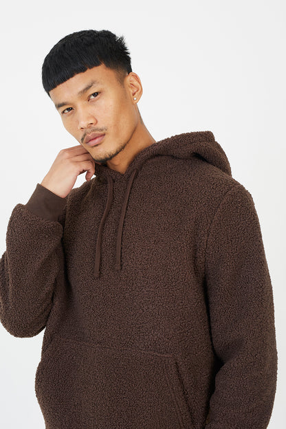 Brave Soul Brown Teddy Fleece Hoodie - Brown Image 4