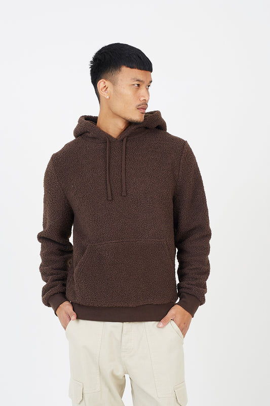 Brave Soul Brown Teddy Fleece Hoodie - Brown Image 1