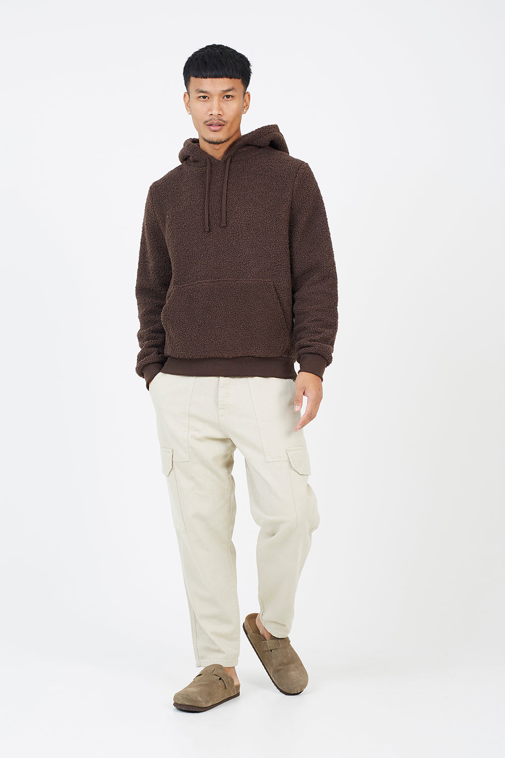 Brave Soul Brown Teddy Fleece Hoodie - Brown Image 3