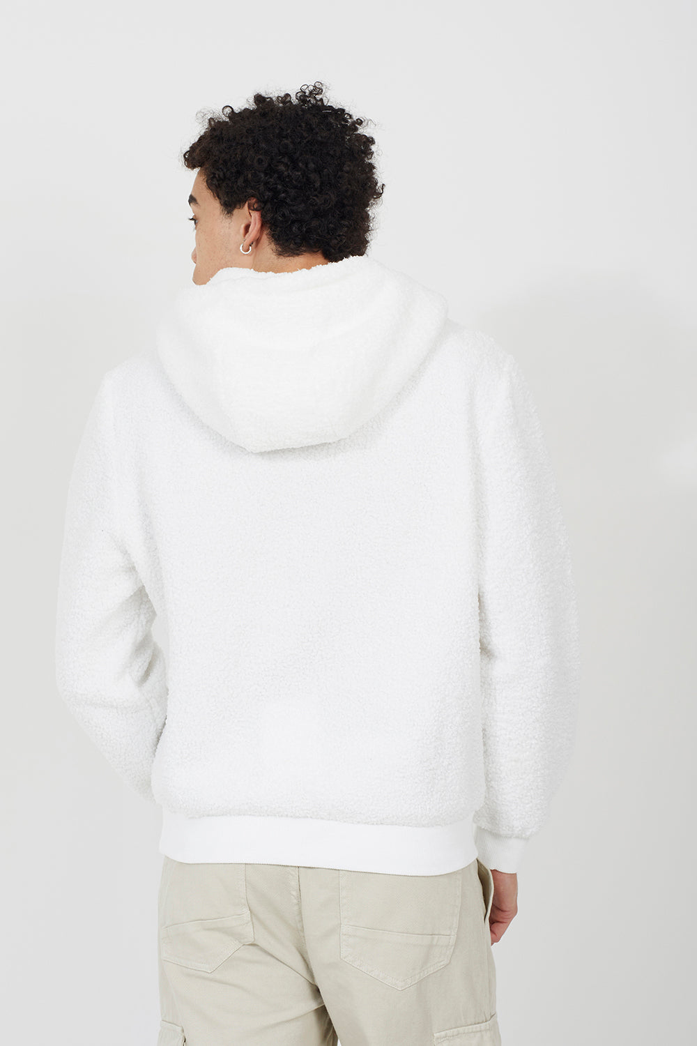 Brave Soul Cream Teddy Fleece Hoodie - Cream Image 2