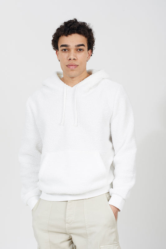 Brave Soul Cream Teddy Fleece Hoodie - Cream Image 1