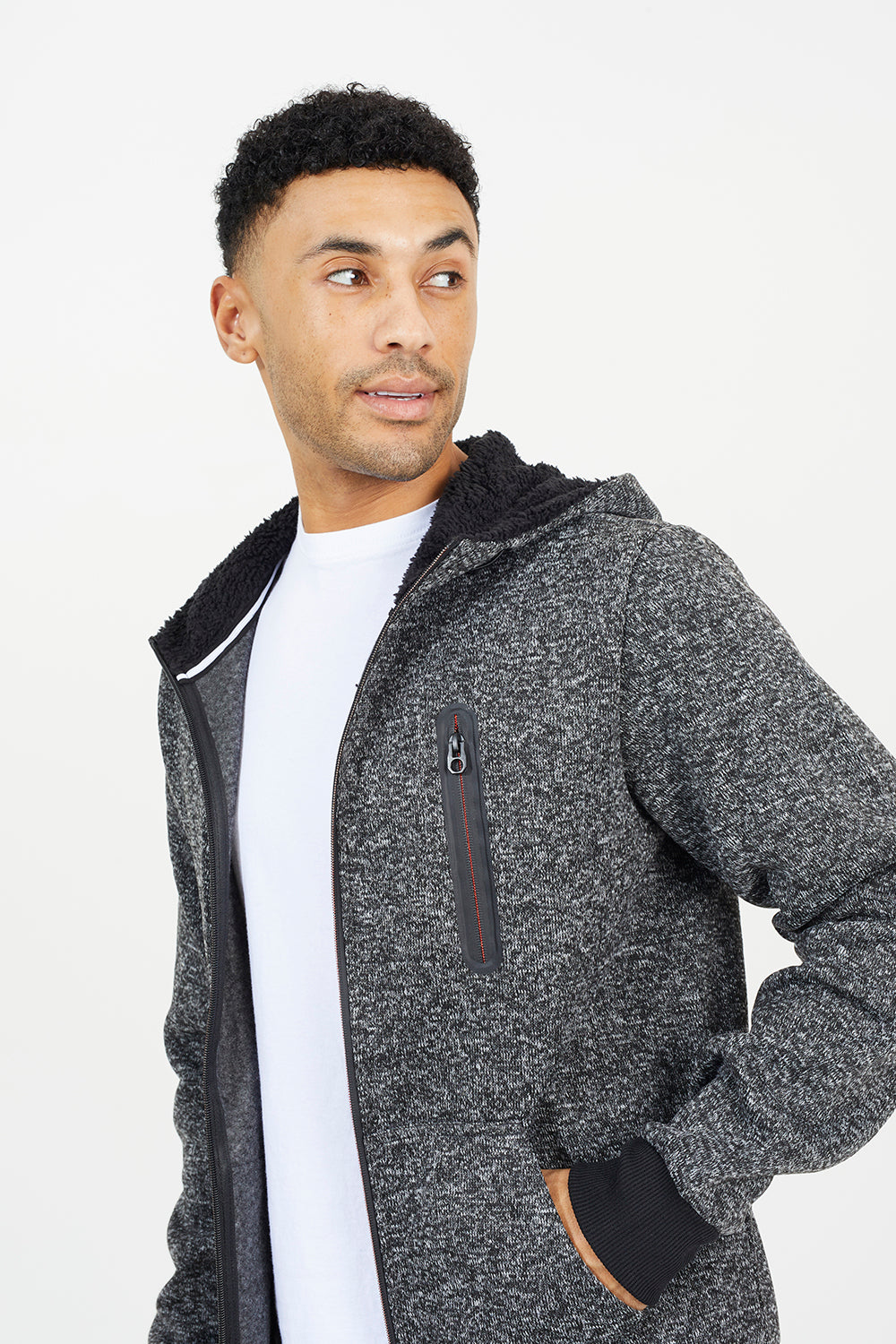 Brave Soul Black Full Zip Hoody - Black Image 4