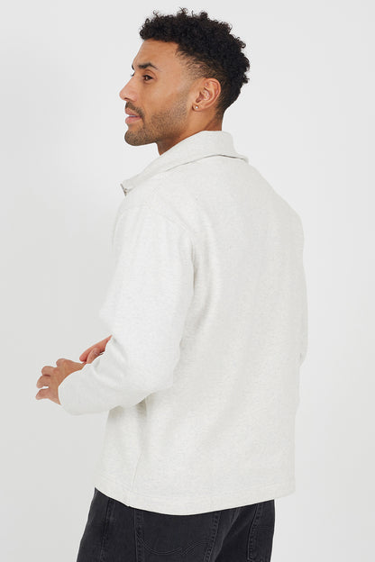 Brave Soul Natural High Funnel Neck 1/4 Zip Sweatshirt - Natural Image 2