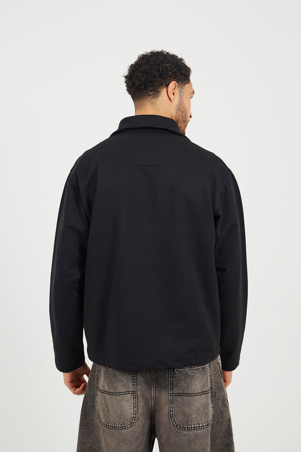 Brave Soul Black High Funnel Neck 1/4 Zip Sweatshirt - Black Image 2