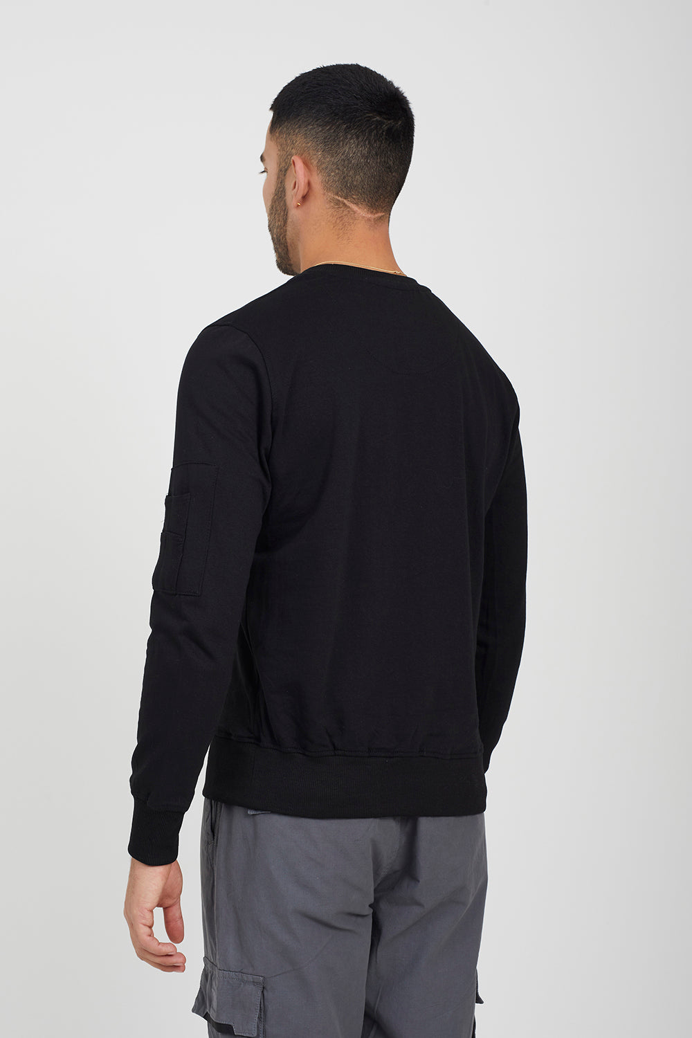 Brave Soul Black Zip Pocket Sleeve Detail Sweatshirt - Black Image 2