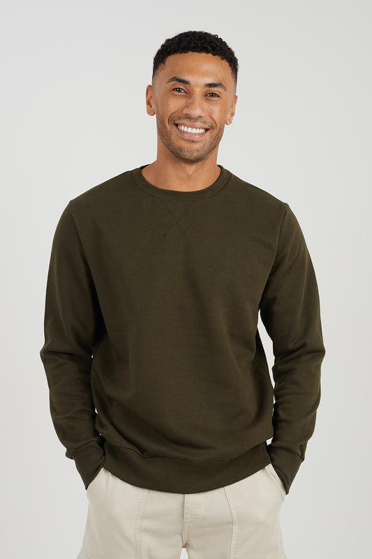Brave Soul Khaki Crew Neck Basic Sweatshirt - Khaki Image 1