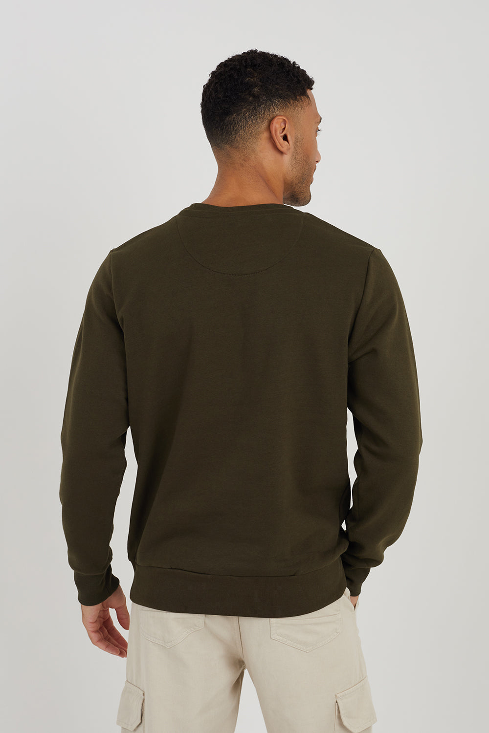 Brave Soul Khaki Crew Neck Basic Sweatshirt - Khaki Image 2