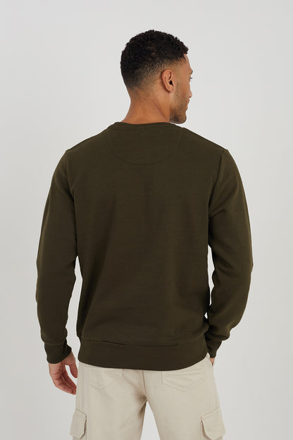Brave Soul Khaki Crew Neck Basic Sweatshirt - Khaki Image 2