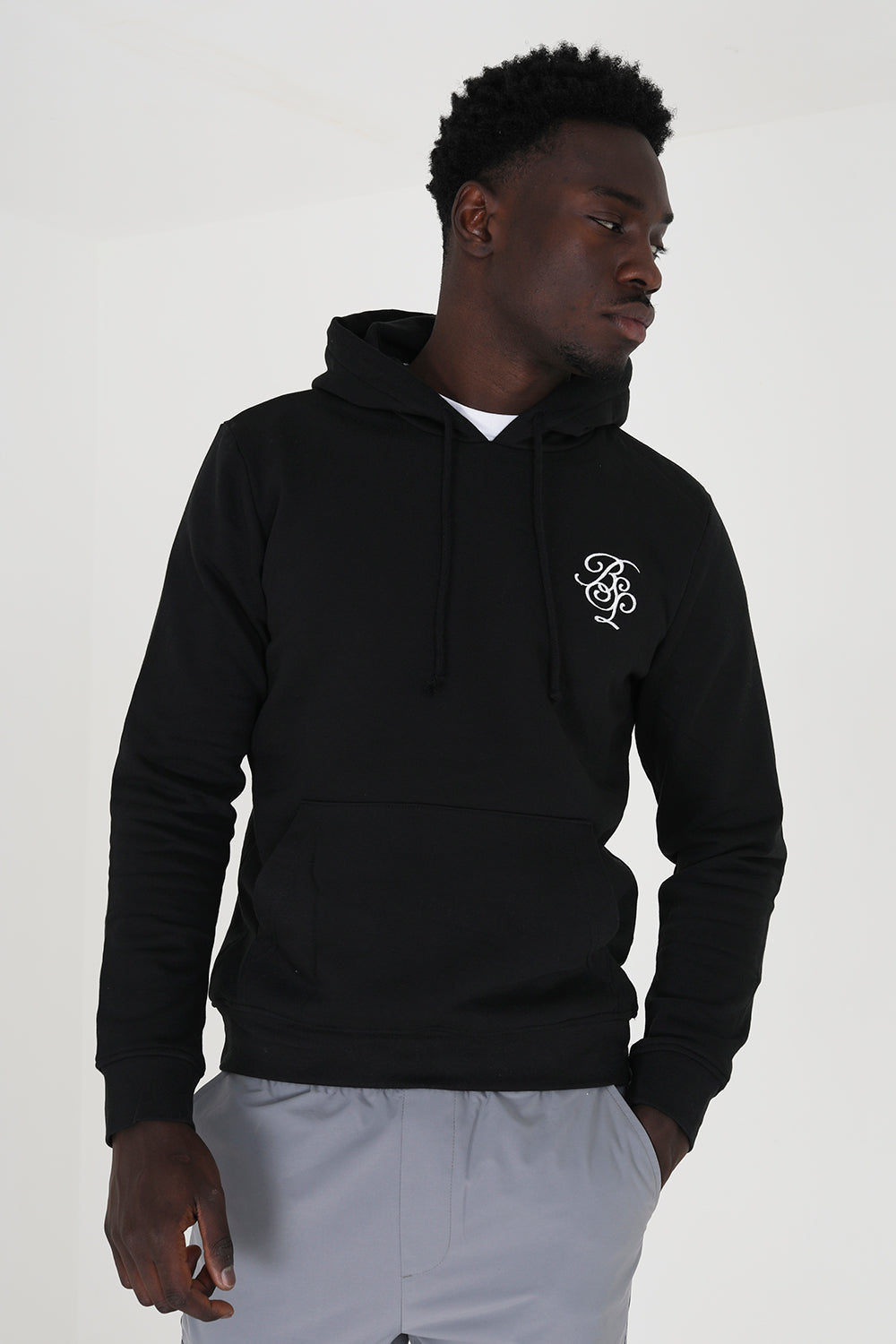 Brave Soul Black Embroidery Detail Overhead Hoodie - Black Image 1
