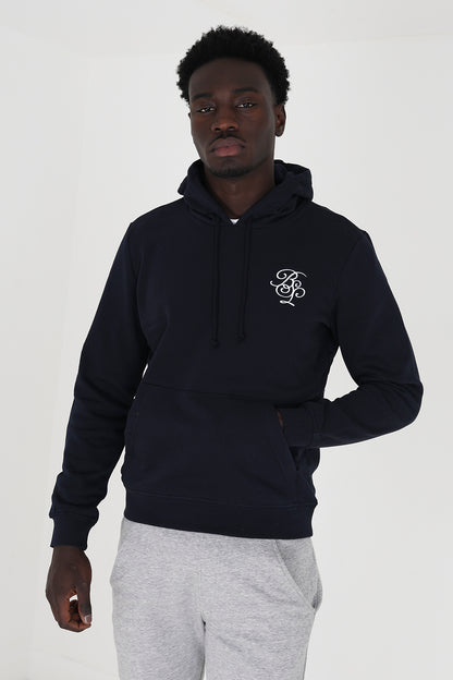 Brave Soul Navy Embroidery Detail Overhead Hoodie - Navy Image 1