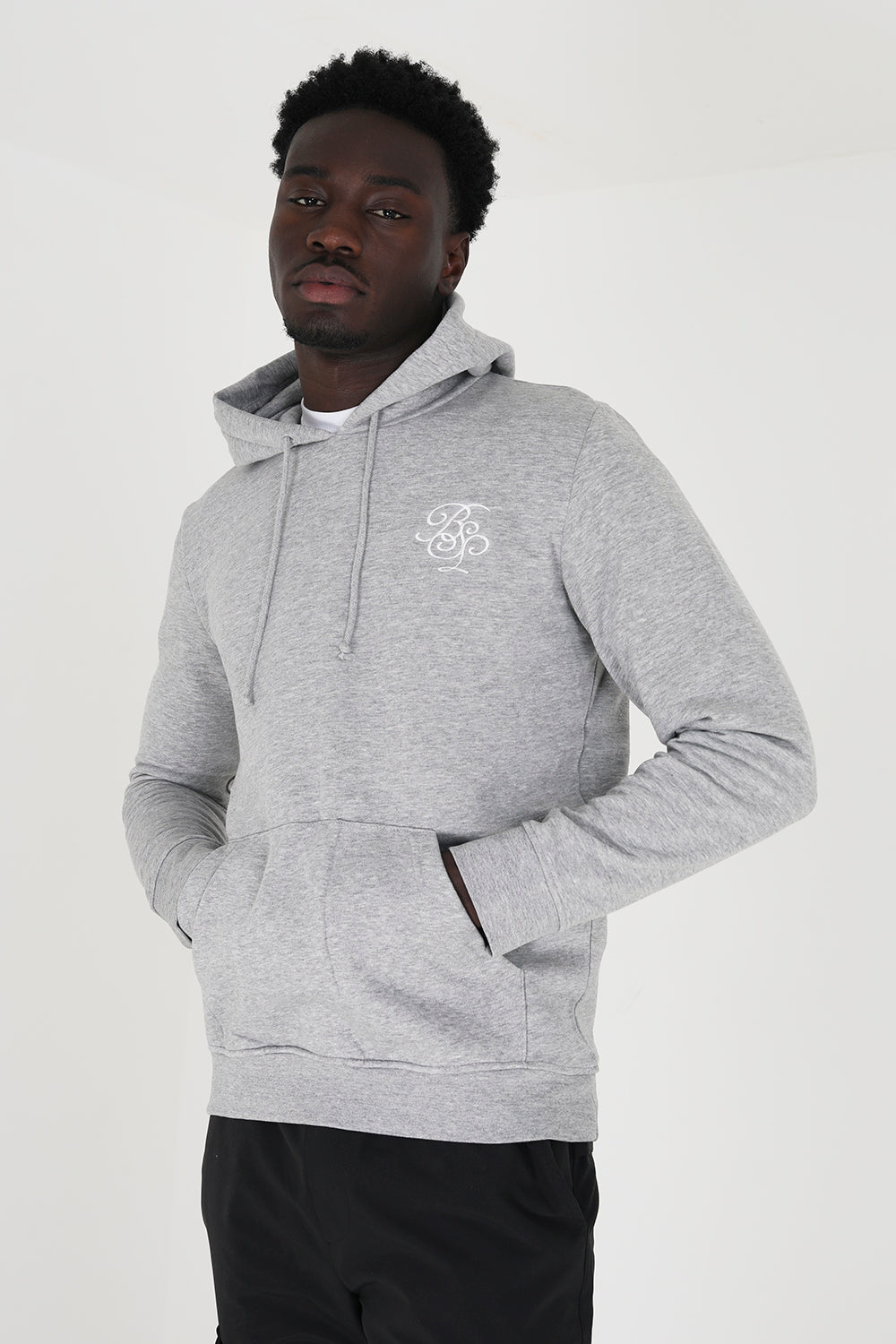 Brave Soul Light Grey Embroidery Detail Overhead Hoodie - Light Grey Image 1