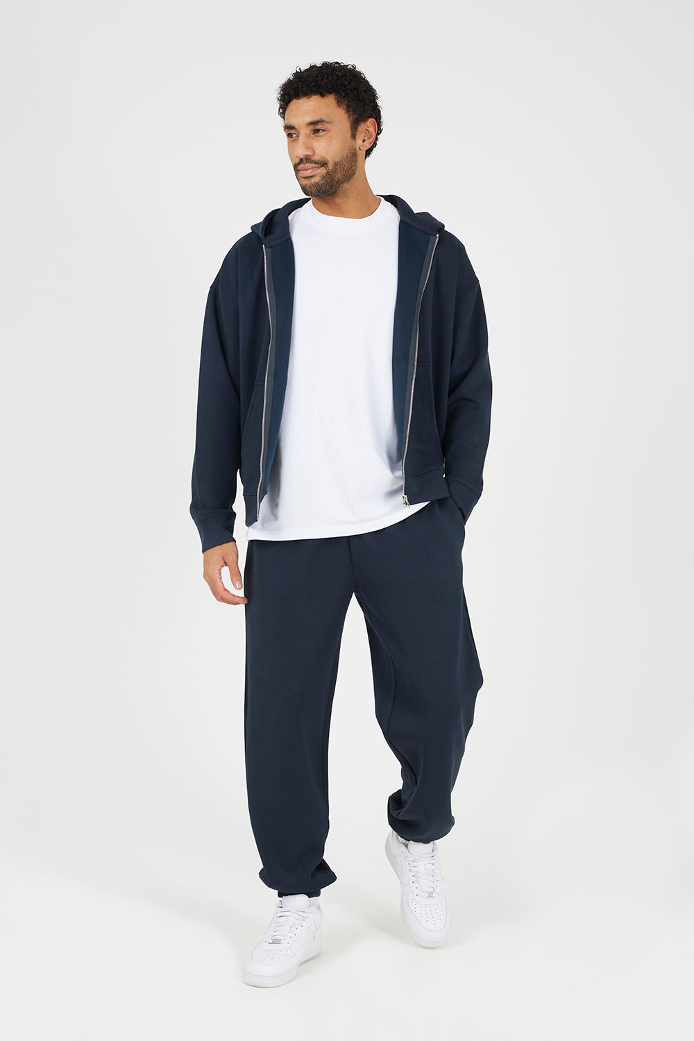 Brave Soul Navy Relaxed Fit Zip Through Hoodie - Navy Image 3
