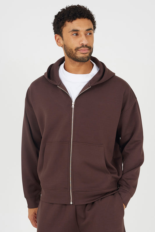 Brave Soul Brown Relaxed Fit Zip Through Hoodie - Brown Image 1