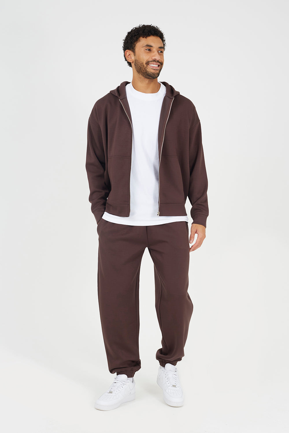 Brave Soul Brown Relaxed Fit Zip Through Hoodie - Brown Image 3