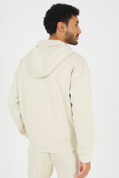 Brave Soul Beige Relaxed Fit Zip Through Hoodie - Beige Image 2