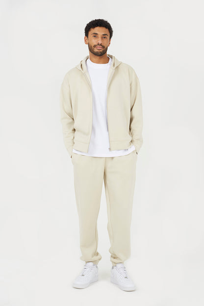 Brave Soul Beige Relaxed Fit Zip Through Hoodie - Beige Image 3