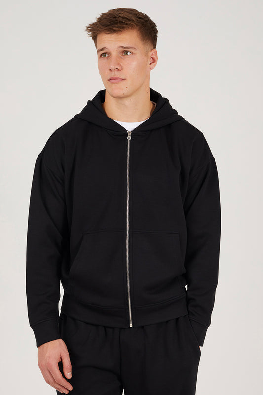 Brave Soul Black Relaxed Fit Zip Through Hoodie - Black Image 1